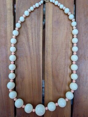 Ivory and Blush Angel Skin Coral Beaded Necklace